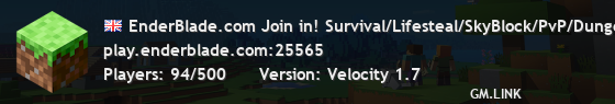 EnderBlade.com Join in! Survival/Lifesteal/SkyBlock/PvP/Dungeons[1.19 - 1.21.X]