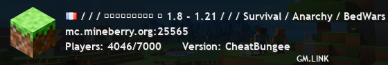 / / / ＭＩＮＥＢＥＲＲＹ ⋆ 1.8 - 1.21 / / / Survival / Anarchy / BedWars / SkyWars / KitPvP
