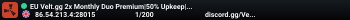 EU Velt.gg 2x Monthly Duo Premium|50% Upkeep|No BP Wipe|Max2|x2