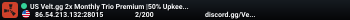 US Velt.gg 2x Monthly Trio Premium |50% Upkeep|No BP Wipes|x2