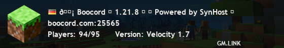 🗡 Boocord ▶ 1.21.8 ⛏ ⚡ Powered by SynHost ⚡