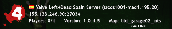 Valve Left4Dead Spain Server (srcds1001-mad1.195.20)