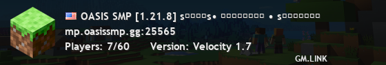 OASIS SMP [1.21.8] New Cosmetics & Skins!- ꜰᴀʟʟ ᴄʀᴀᴛᴇ