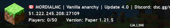 MORDIALMC | Vanilla anarchy | Update 4.0 | Discord: dsc.gg/mordial Code: ZfTtHKfXns
