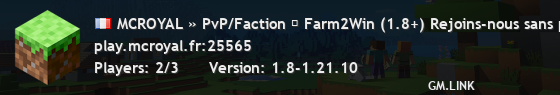MCROYAL » PvP/Faction ⚔ Farm2Win (1.8+) Rejoins-nous sans plus attendre