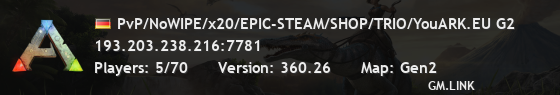 PvP/NoWIPE/x20/EPIC-STEAM/SHOP/TRIO/YouARK.EU G2