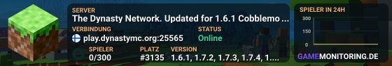 The Dynasty Network. Updated for 1.6.1 Cobblemon! discord.gg/dynastymc