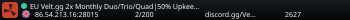 EU Velt.gg 2x Monthly Duo/Trio/Quad|50% Upkeep|No BP Wipes|x2