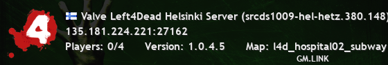 Valve Left4Dead Helsinki Server (srcds1009-hel-hetz.380.148)