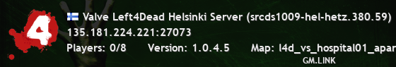 Valve Left4Dead Helsinki Server (srcds1009-hel-hetz.380.59)