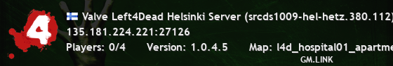 Valve Left4Dead Helsinki Server (srcds1009-hel-hetz.380.112)