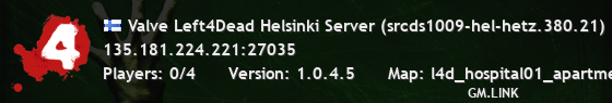 Valve Left4Dead Helsinki Server (srcds1009-hel-hetz.380.21)