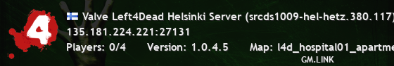 Valve Left4Dead Helsinki Server (srcds1009-hel-hetz.380.117)