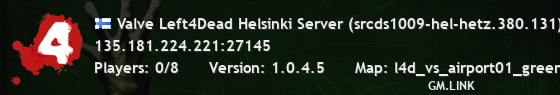 Valve Left4Dead Helsinki Server (srcds1009-hel-hetz.380.131)