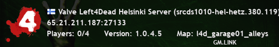 Valve Left4Dead Helsinki Server (srcds1010-hel-hetz.380.119)
