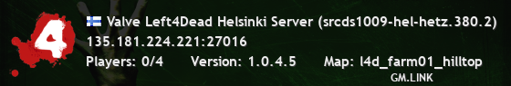 Valve Left4Dead Helsinki Server (srcds1009-hel-hetz.380.2)