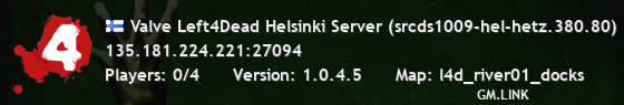 Valve Left4Dead Helsinki Server (srcds1009-hel-hetz.380.80)