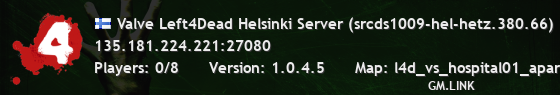 Valve Left4Dead Helsinki Server (srcds1009-hel-hetz.380.66)