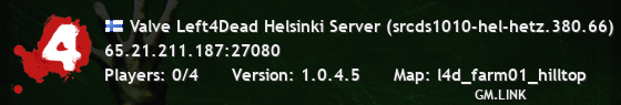 Valve Left4Dead Helsinki Server (srcds1010-hel-hetz.380.66)