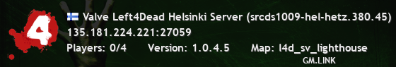 Valve Left4Dead Helsinki Server (srcds1009-hel-hetz.380.45)