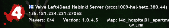 Valve Left4Dead Helsinki Server (srcds1009-hel-hetz.380.44)