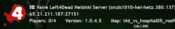 Valve Left4Dead Helsinki Server (srcds1010-hel-hetz.380.137)