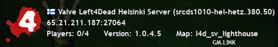 Valve Left4Dead Helsinki Server (srcds1010-hel-hetz.380.50)