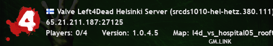 Valve Left4Dead Helsinki Server (srcds1010-hel-hetz.380.111)