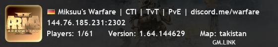 Miksuu's Warfare | CTI | TvT | PvE | discord.me/warfare